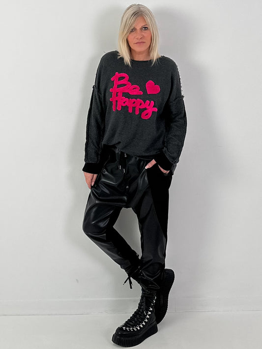 Sweatshirt Modell "Happy Fluff" - anthrazit-pink