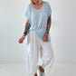 Balloon Linen Trousers with Fringe Details - taupe