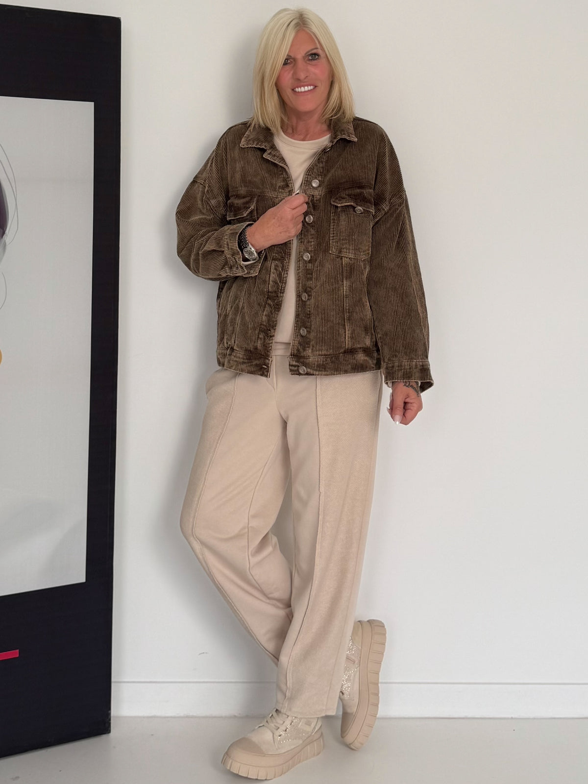 Oversized Cordjacke - coffee