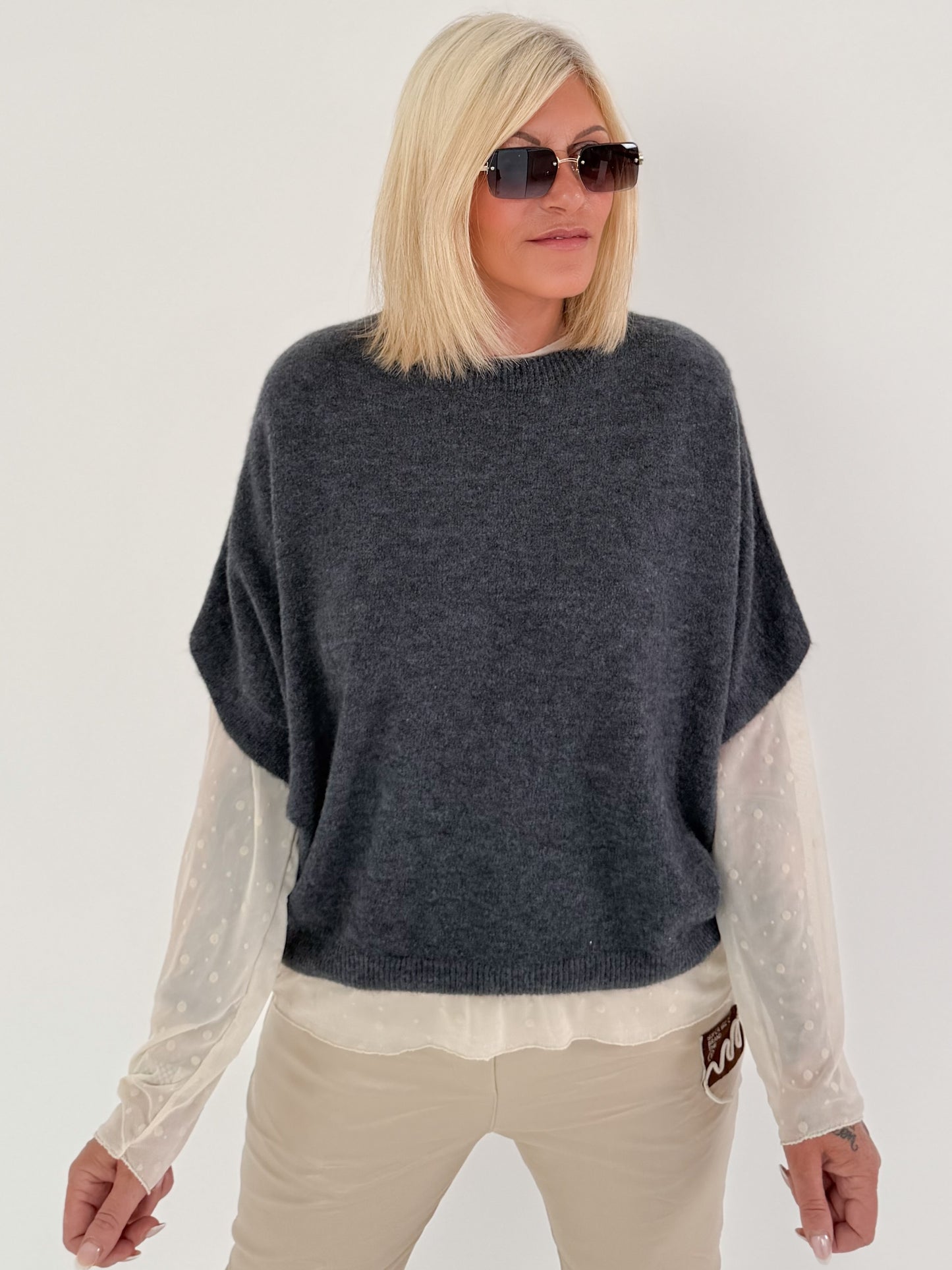Soft knitted tank top - anthracite