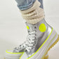 High-top sneaker model "Cat Boost" - silver-neon yellow