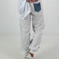 Sweat Jeans mit Print und Destroyed Details - weiss-denim