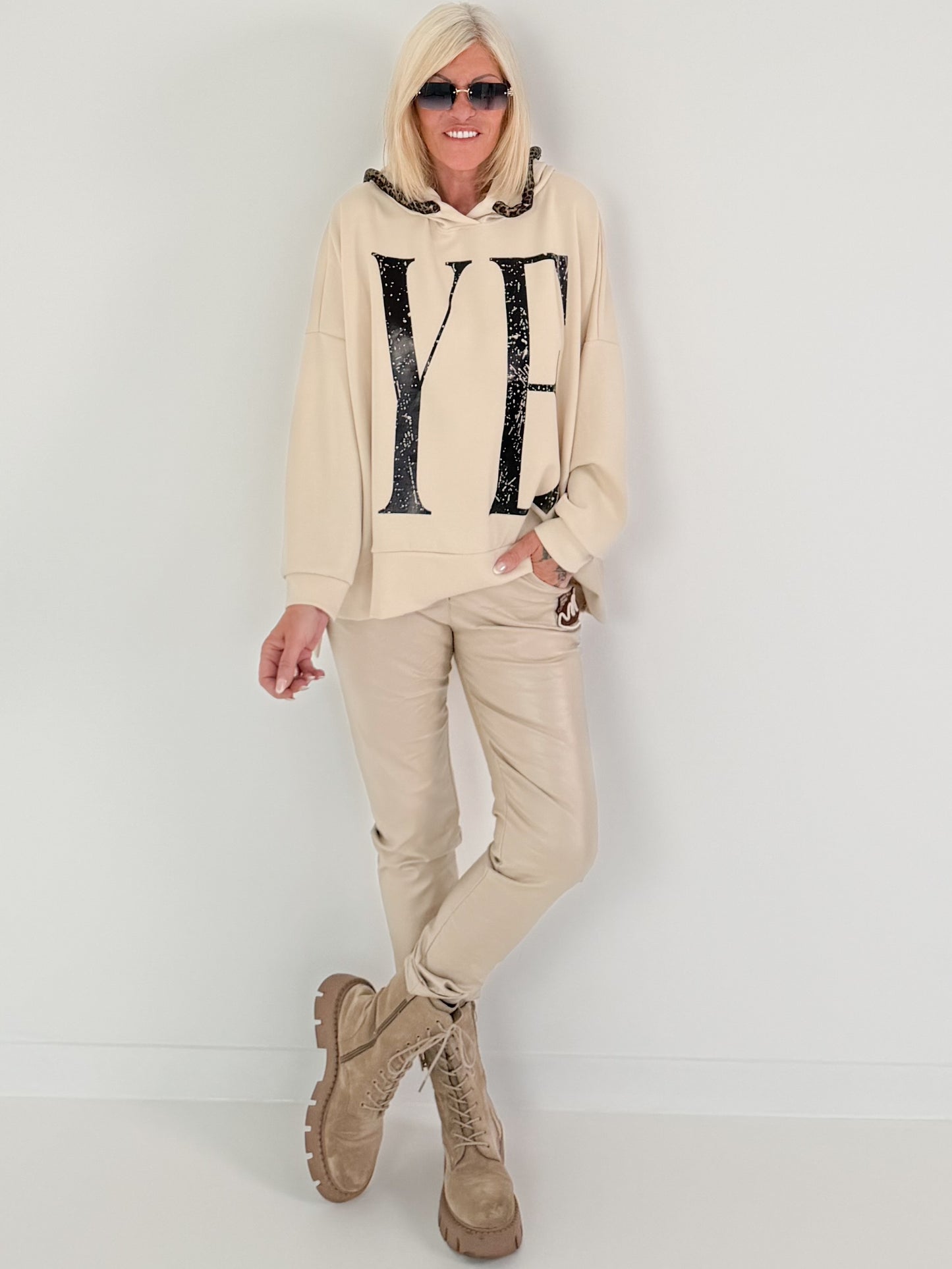 Oversized Hoodie YEAH - beige