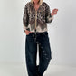 Blusenjacke mit Print - leo-khaki