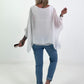 Silk tunic with integrated undershirt - white