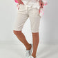 Korte broek met elastische tailleband - beige