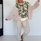 Oversized Sweater mit Strickeinsatz - beige-oliv-mehrfarbig