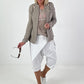 Leinen Blazer mit Zierknöpfen und Ripp-Details - taupe