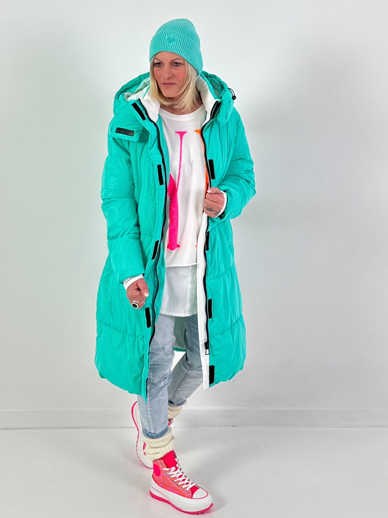 Gewatteerde jas model "Polarline" - turquoise