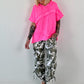Hoodie Shirt mit Jeans Elementen - neonpink