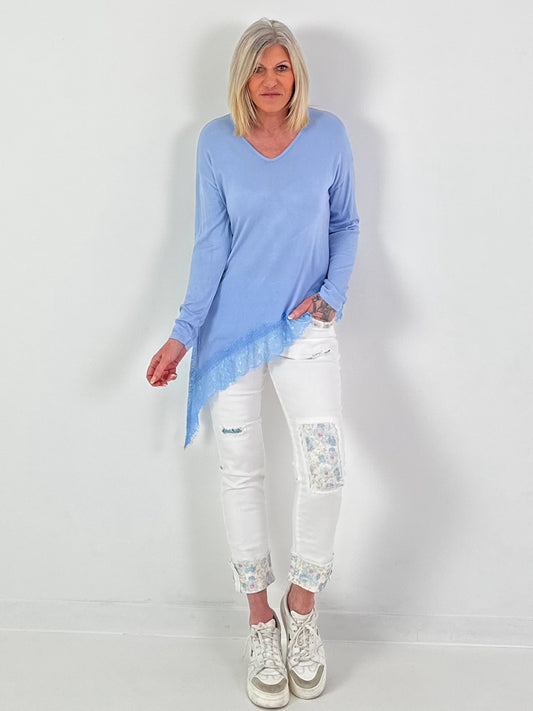 Feinstrick Pullover - hellblau