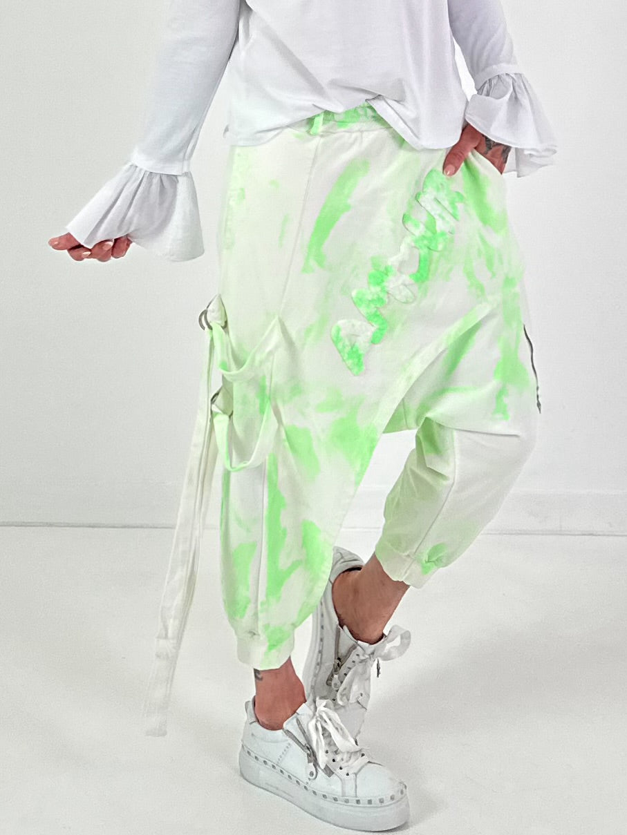 Batik-Baggy Amour - weiss-neongrün