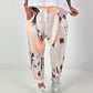 Linen Baggy with Tie-Dye Pattern - white-neon orange-dark brown