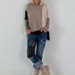 Destroyed Jeans mit aufwendigen Details - denim