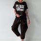 Sweatshirt Hose mit lässigen Details - schoko