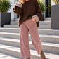 Sweater with ruffled cuffs - mocha taupe