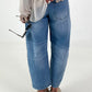 Bottle jeans with floral appliqués - denim