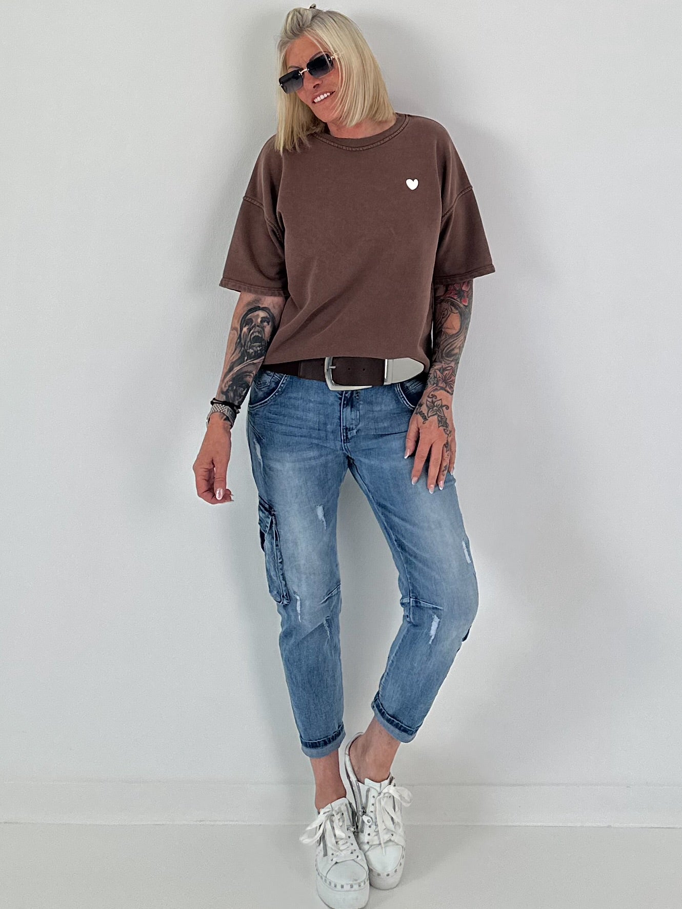 Sweater stone washed  - mokka