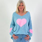 Oversized Pullover Modell "Heart Flair" - hellblau