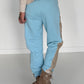 Sweathose im Materialmix - hellblau -beige