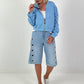 Bomber jacket with gathered sleeves - light blue