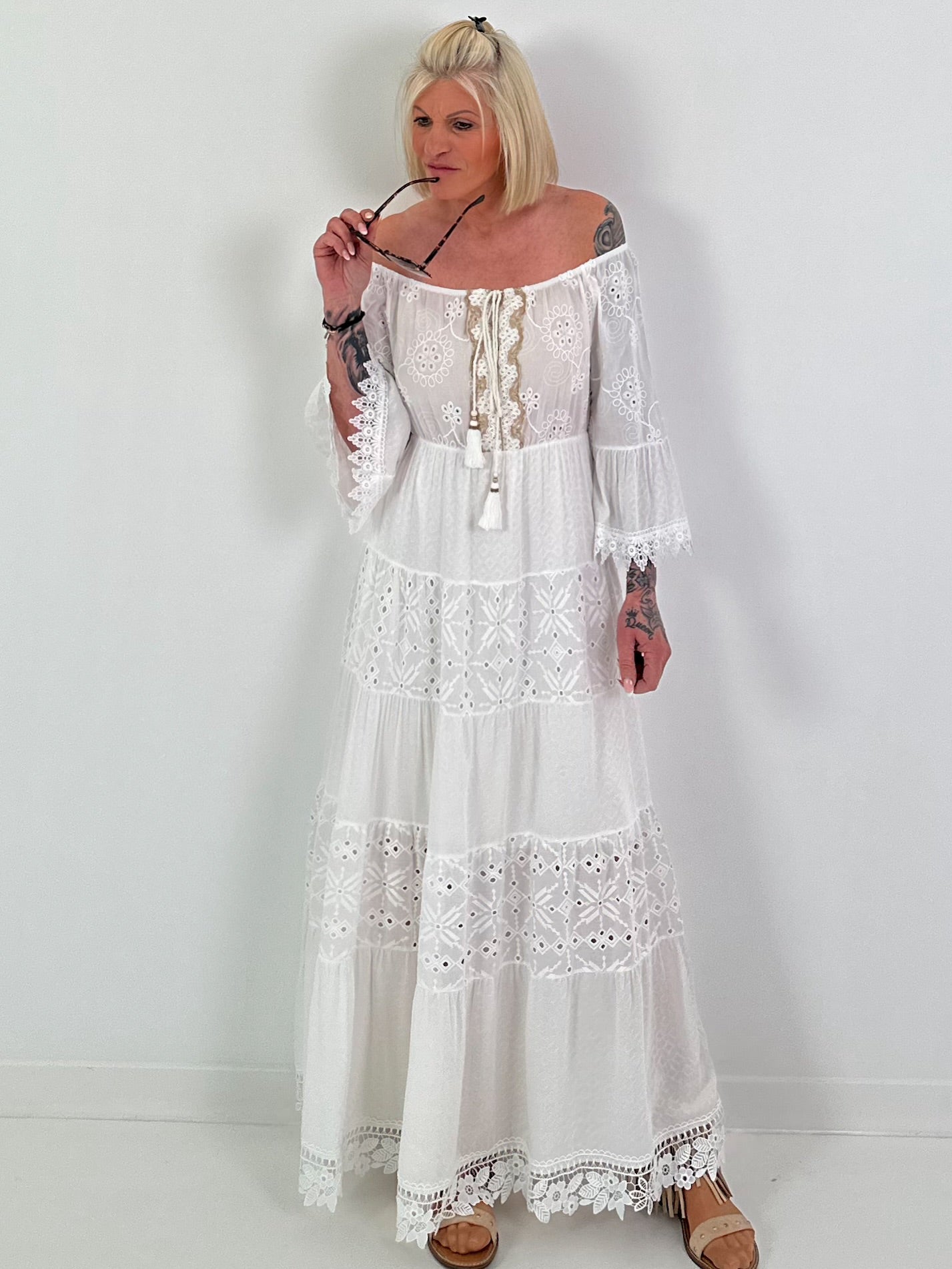 Boho Embroidered Dress - White