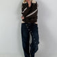 Jeans mit Knopfleiste quer - denim