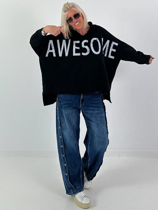 Oversized Hoodie Awesome - schwarz