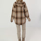 Check shirt jacket with hood - beige-camel-multicoloured