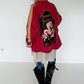 Oversized Jeansjacke mit Pailletten - used-red (lieferbar ab ca. 01.09.26)