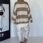 Strickjacke mit Blockstreifen - beige-taupe