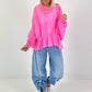 Tunic with flounce hem - neon pink