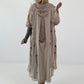 Sweatshirt Mantel mit floralem Netzeinsatz und Cut outs - beige