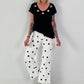 T-shirt with eyelet neckline - black