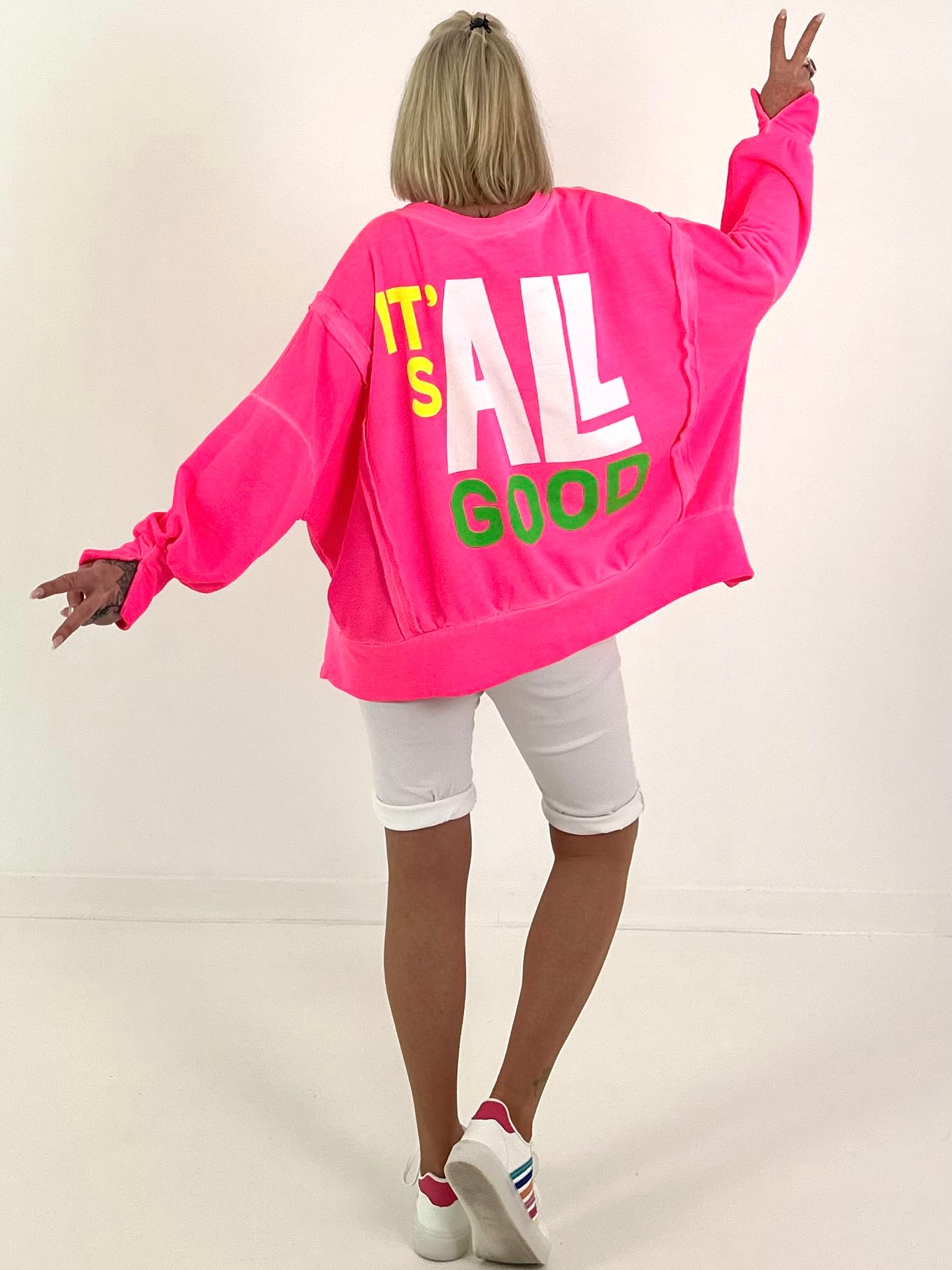 Sweater It's All Good - neon pink