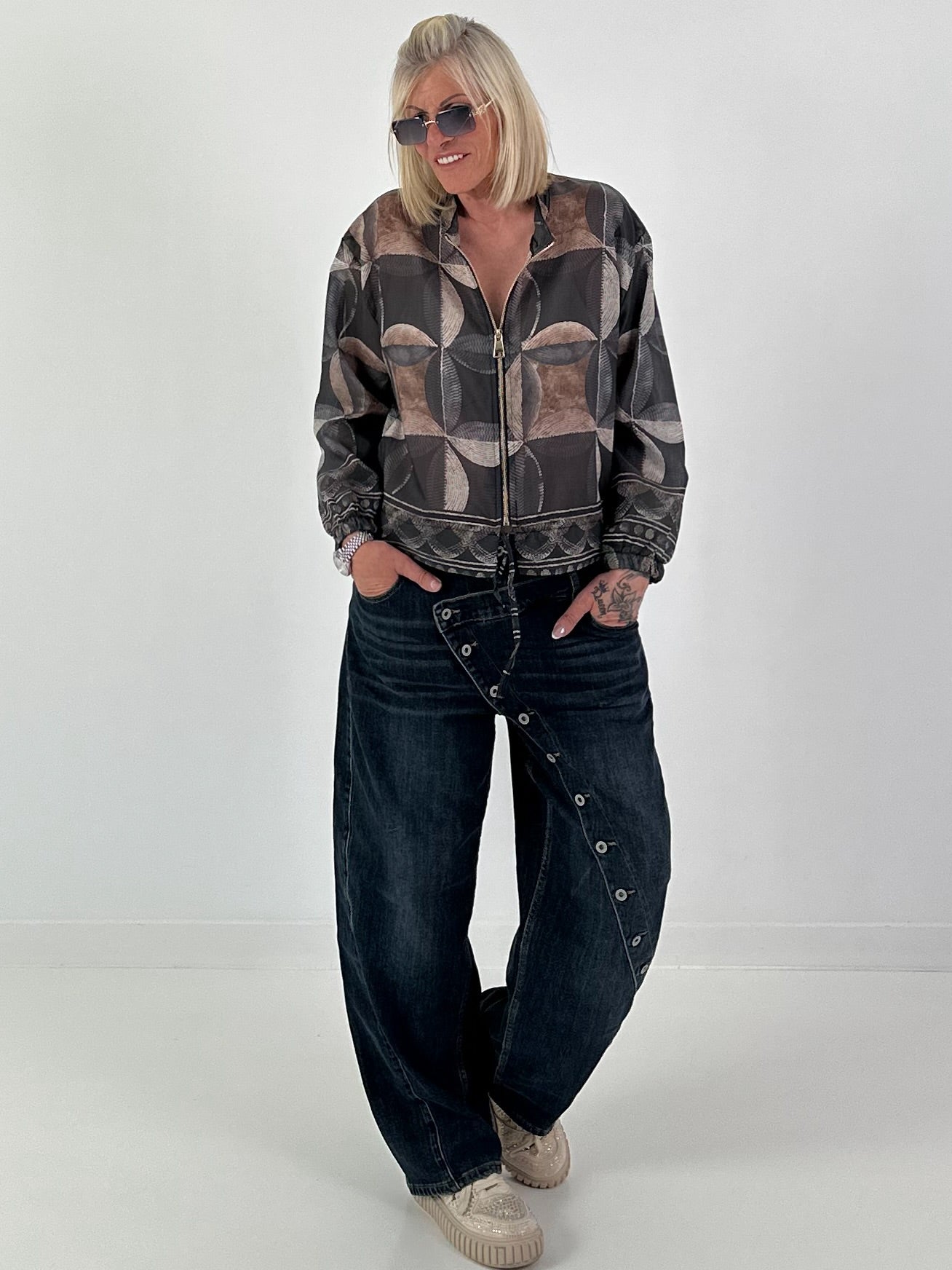 Blusenjacke mit Muster - anthrazit