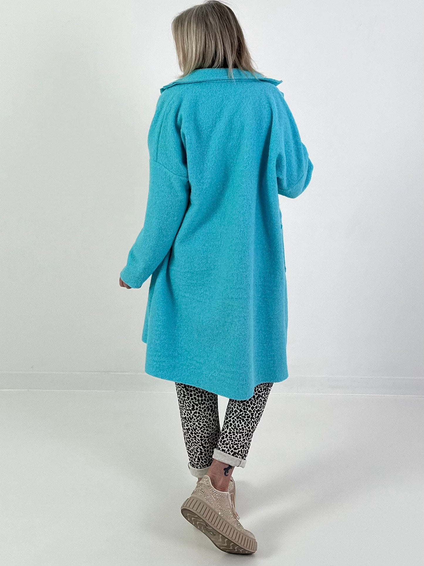 Mantel mit großen Taschen - türkis