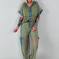 Ausgefallener Zweiteiler mit aufwendigen Denim Details- khaki