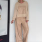 Sweater with faux leather details - beige