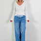 Jeansbroek model "Vichy Layer" - denim-lichtblauw
