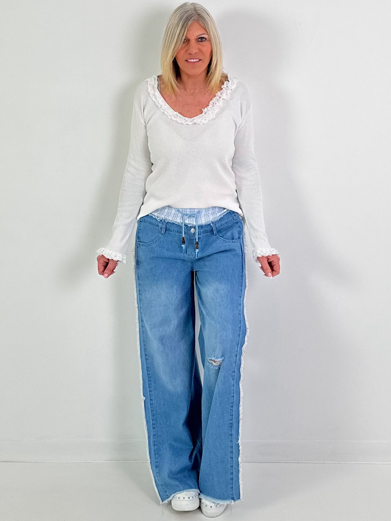 Jeansbroek model "Vichy Layer" - denim-lichtblauw
