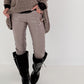 Vegane Lederhose mit Patch - taupe