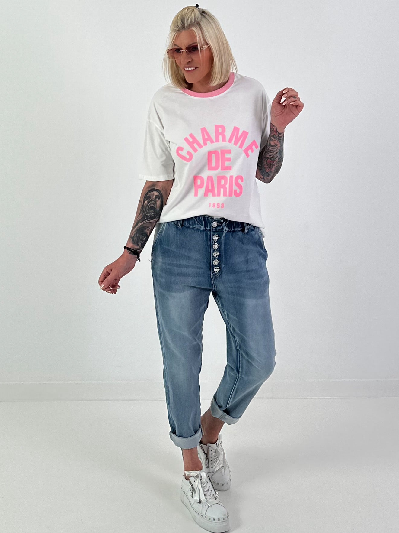 T-Shirt Charme - white-pink