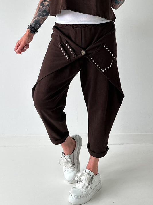 Sweatshirt Hose mit lässigen Details - schoko