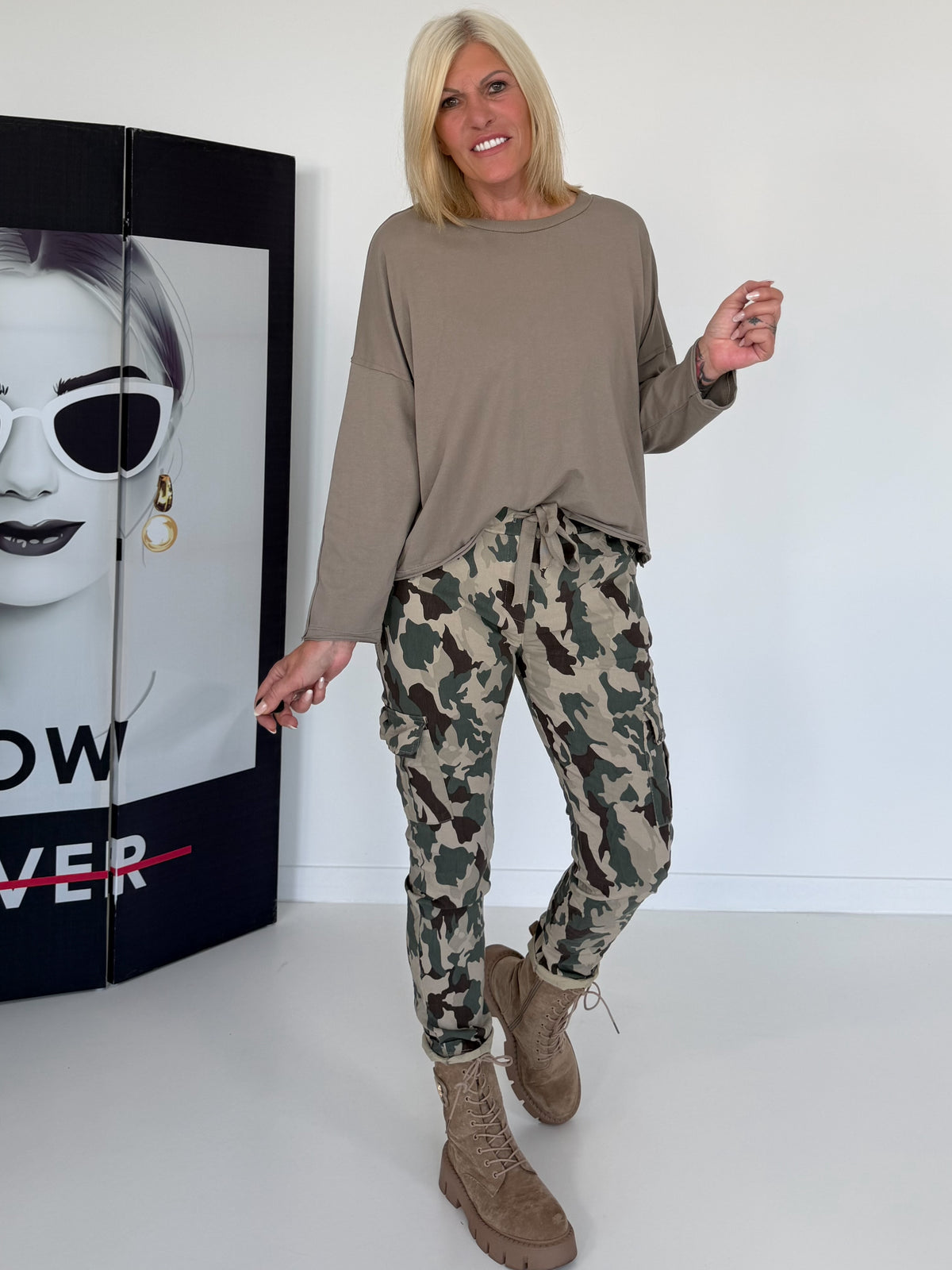 Kastiges Shirt - taupe