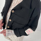 Kurze Jacke mit Knopfleiste und Patch - schwarz