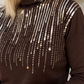 Rollkragenpullover mit Pailletten - mokka