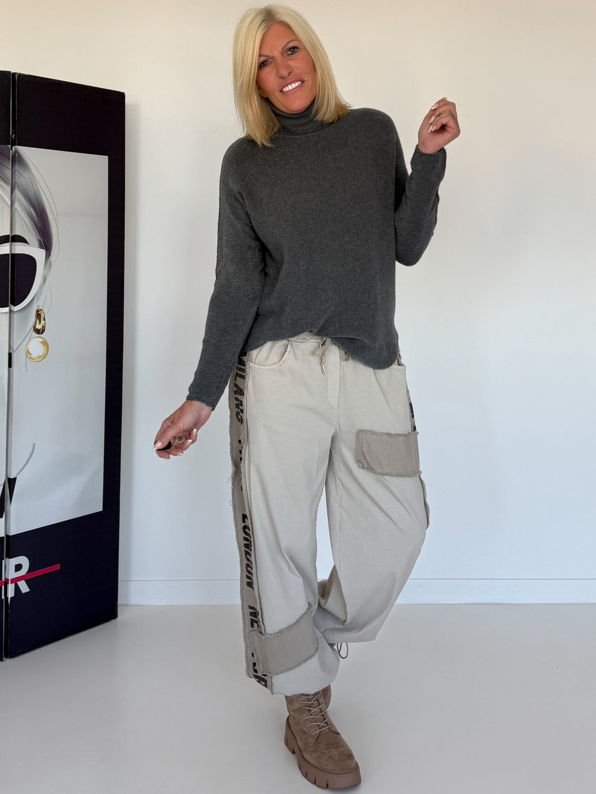 Basic Rollkragenpullover - anthrazit