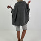 Oversized Muslin Blouse with Colorful Bead Embroidery - Anthracite
