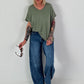 Ripp Shirt mit Fransendetails - khaki